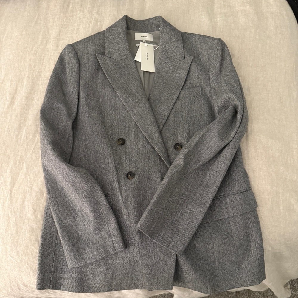 Vince Charcoal Double-Breasted Blazer